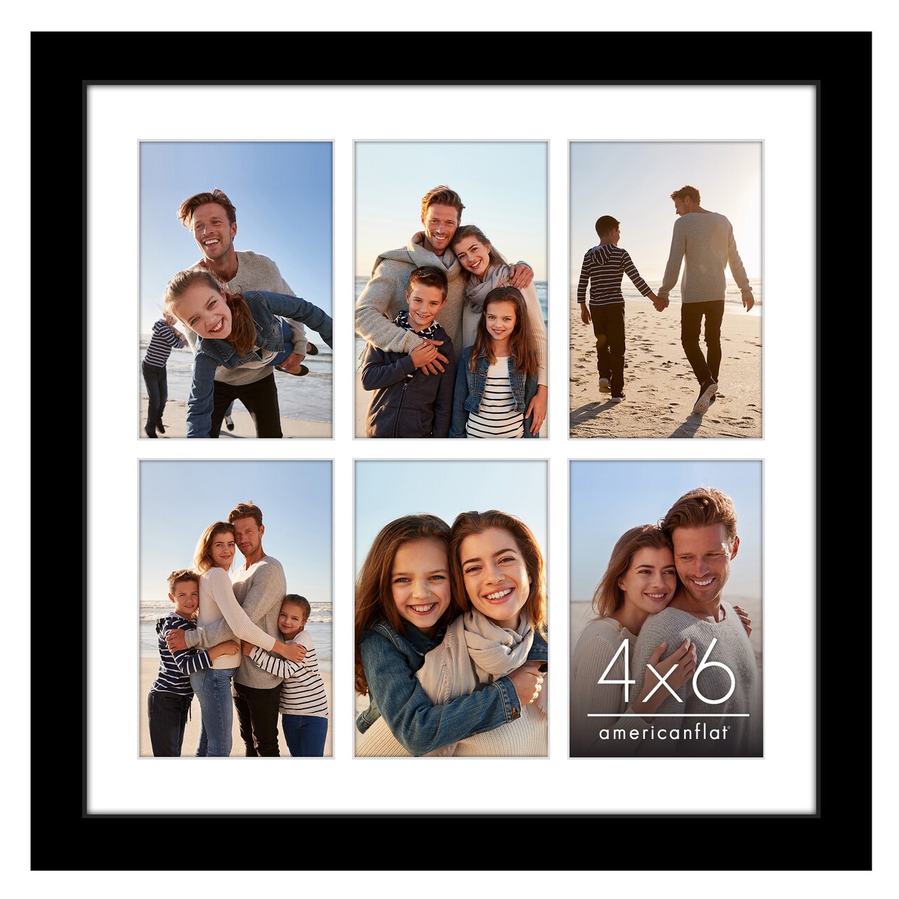 Americanflat 14x14 Collage Picture Frame - Fits Six 4x6 Photos or One 14x14 Photo
